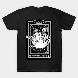 Funny Skeleton Tarot Card Party Animal T-Shirt